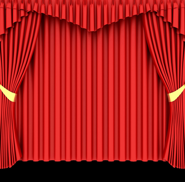 Cortina de teatro rojo aislado en negro
 - Foto, imagen