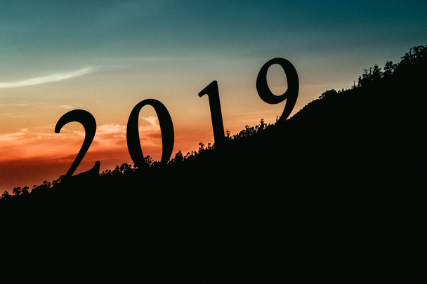 Silhouette of 2019 new year - Photo, Image