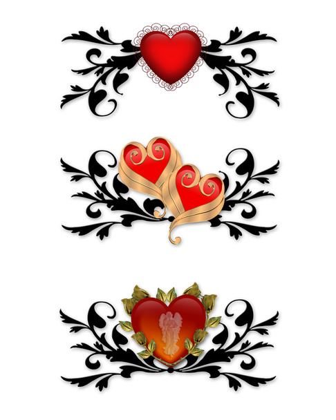 Kırmızı kalpler tasarım öğeleri - Fotoğraf, Görsel