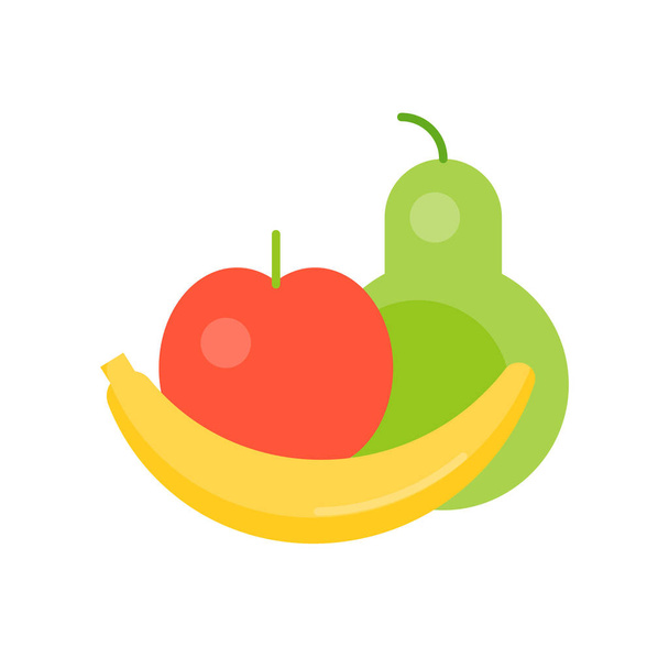 Banana, mela e pera, icona di frutta in stile piatto, illustrazione vettoriale
 - Vettoriali, immagini