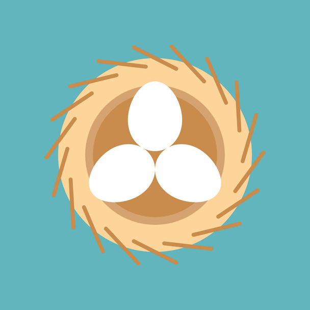 œufs dans le nid d'oiseau, symbole de Pâques et de printemps, icône de design plat, illustration vectorielle
 - Vecteur, image