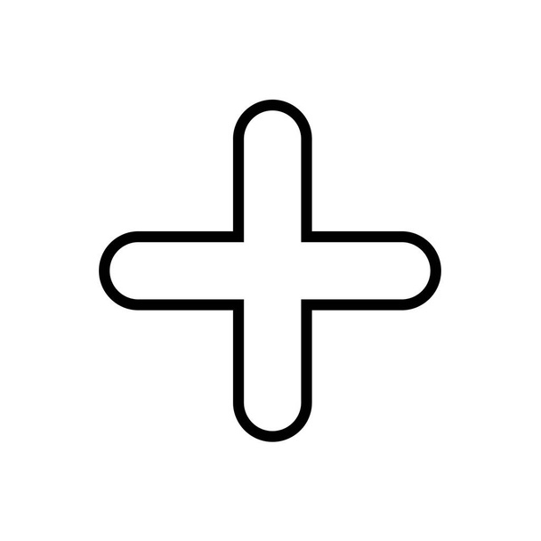 Плюс иконка вектор изолирован на белом фоне, плюс прозрачный знак, линии и контур элементов в линейном стиле
 - Вектор,изображение