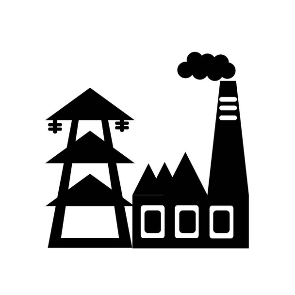Vektorové ikony elektrárna izolovaných na bílém pozadí, elektrárna transparentní znamení, černé symboly - Vektor, obrázek
