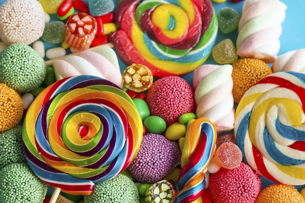 variety of colorful candies, close up view - Zdjęcie, obraz
