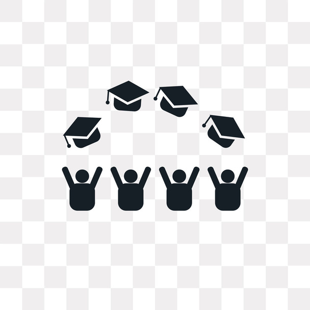 透明な背景、大学院キャップ ロゴのコンセプトに分離された大学院キャップ ベクトル アイコン - ベクター画像