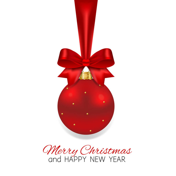 Veselé Vánoce a šťastný nový rok blahopřání s vánoční koule - Vektor, obrázek