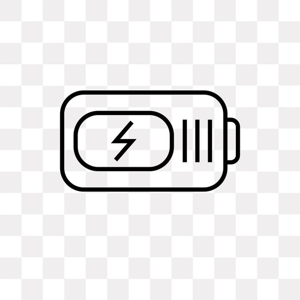 Battery power vector icon isolated on transparent background, Battery power logo concept - Vector, Image