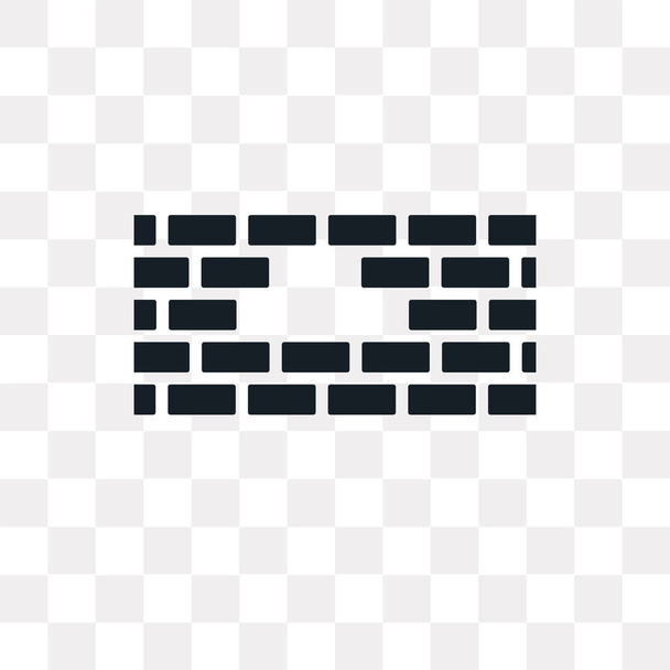 Brick wall vector icon isolated on transparent background, Brick wall logo concept - Vector, Image