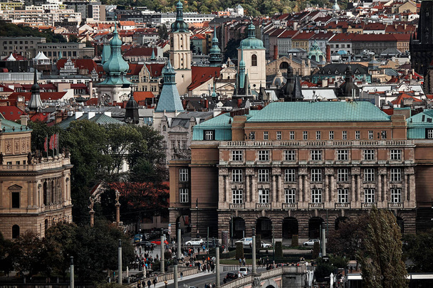 Scenic summer aerial panorama of the Old Town architecture in Prague, Czech Republic - Фото, изображение