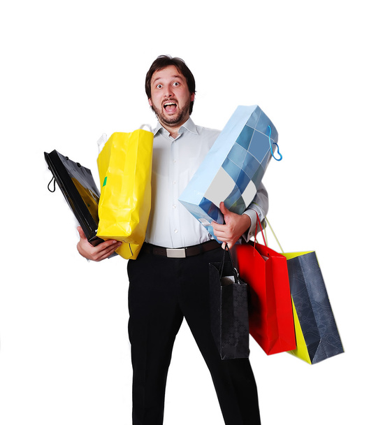 Man with many bags from shopping - Foto, imagen