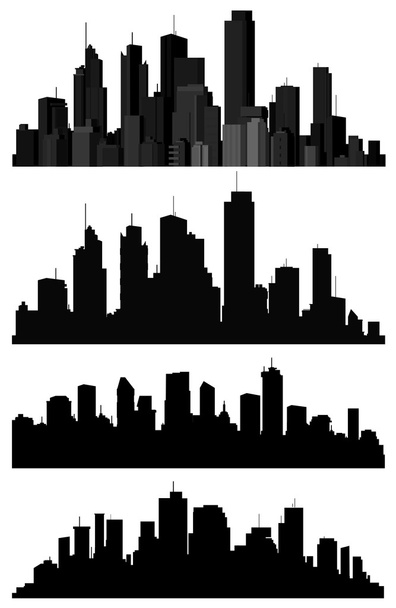 Set of vector cities silhouette - Vector, Image