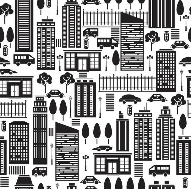 Seamless pattern of city. - Vector, Image