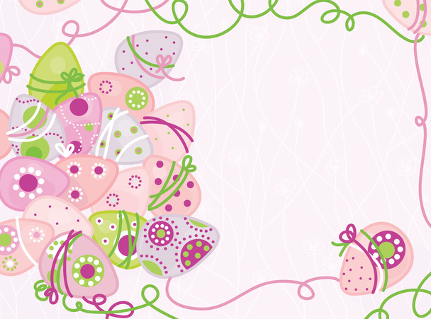 Easter background of decorated eggs , with place for text. - Vektor, obrázek