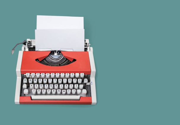 Typewriter, old-fashioned retro old typescript on  background - Фото, зображення
