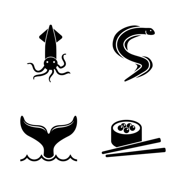 Schaal-en schelpdieren. Eenvoudige verwante Vector Icons - Vector, afbeelding