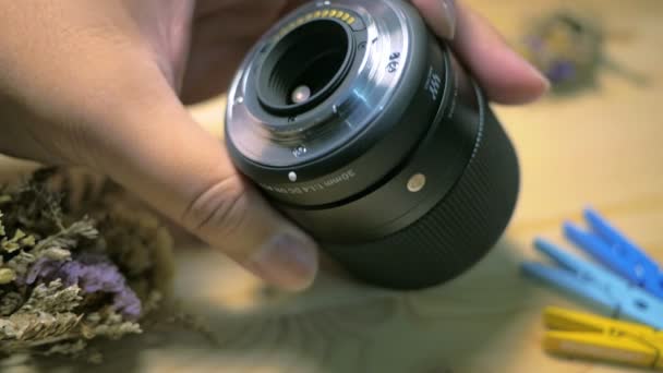 Cleaning and maintenance of the camera lens. Slow motion and soft focus scene. - Footage, Video