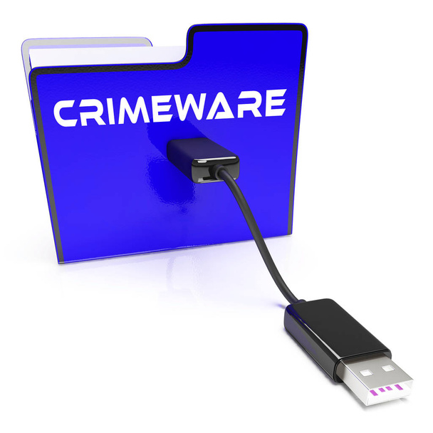 Crimeware Digital Cyber Hack Exploit 3D Rendering mostra crime de computador e malware malicioso digital na Internet ou computador
 - Foto, Imagem