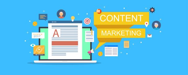 Content marketing promotie kleurrijke banner - Vector, afbeelding