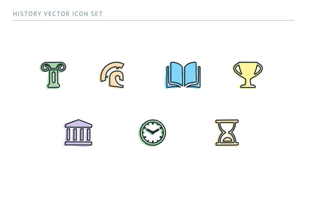 set of outline vector icons on a theme school education - Vector, Image