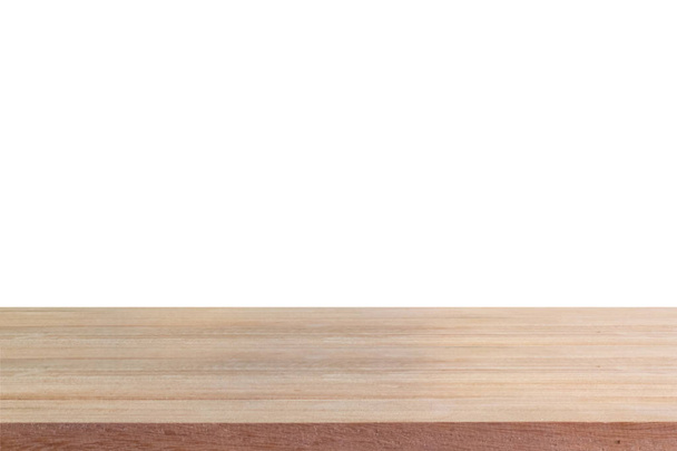 Empty wooden table on isolated white background. - Valokuva, kuva