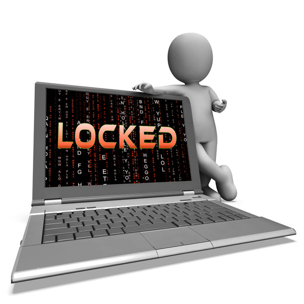 Cyberveiligheid Lock Digitale bedreiging veiligheid 3d Rendering toont Privacy hek tegen Internet Malware of systeem Hackers - Foto, afbeelding