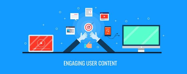 Engaging user content colorful banner - Vector, Image