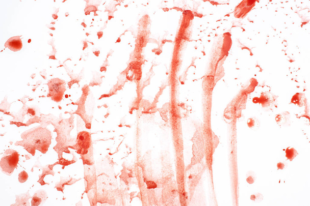 print of blood drop streaks on white background for medicine design - Fotó, kép