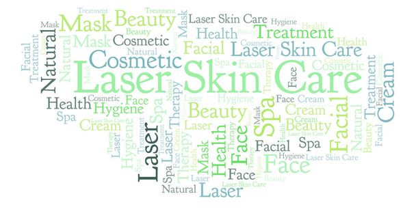 Lézer Skin Care szó felhő. Wordcloud készült csak szöveg. - Fotó, kép