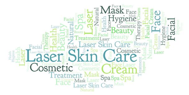 Lézer Skin Care szó felhő. Wordcloud készült csak szöveg. - Fotó, kép