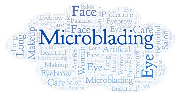 Microblading 単語の雲。テキストのみで作られた Wordcloud. - 写真・画像