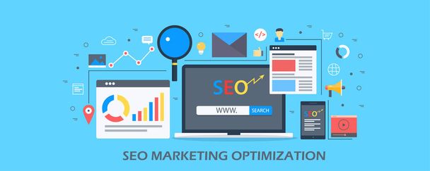 Seo marketing optimization colorful banner - Vector, Image
