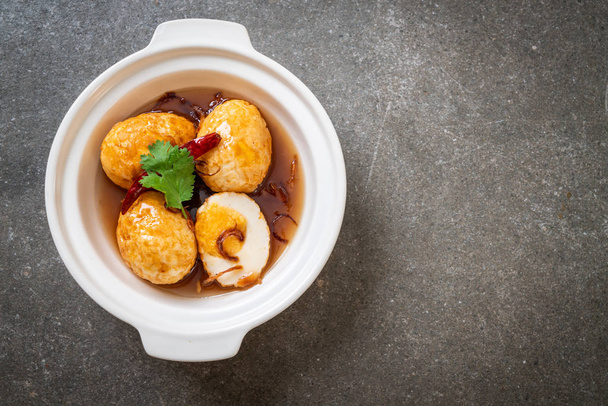 Fried Boiled Egg with Tamarind Sauce or Sweet and Sour Eggs - Valokuva, kuva