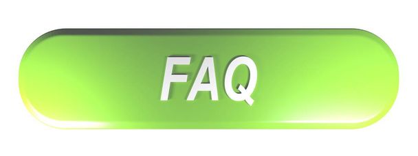Um botão verde arredondado retângulo com o FAQ gravação - ilustração renderização 3D
 - Foto, Imagem