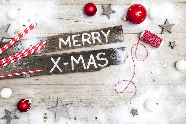 beautiful Christmas background with white wooden planks - Φωτογραφία, εικόνα