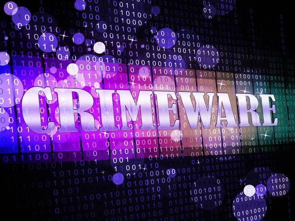 Crimeware Digital Cyber Hack Exploit 3d Kuvitus Näyttää tietokonerikollisuus ja digitaalinen haittaohjelmia Internetissä tai tietokoneella
 - Valokuva, kuva