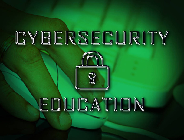 Cybersecurity Education Security Seminar Teaching 3d Illustration Shows Online Training Of Cyber Skills For System Protection - Photo, Image