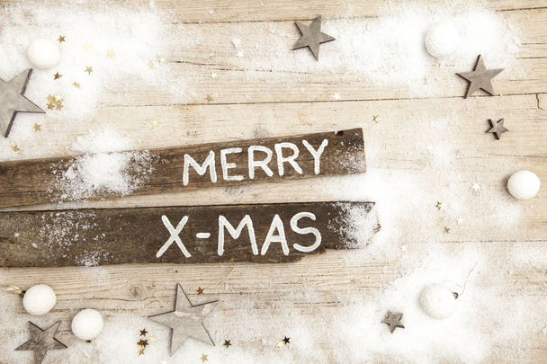 beautiful Christmas background with white wooden planks - Foto, afbeelding