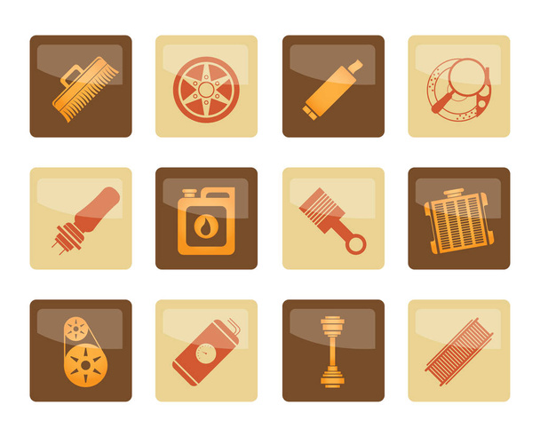 Realistic Car Parts and Services icons over brown background - Vector Icon Set 2 - Vektor, Bild