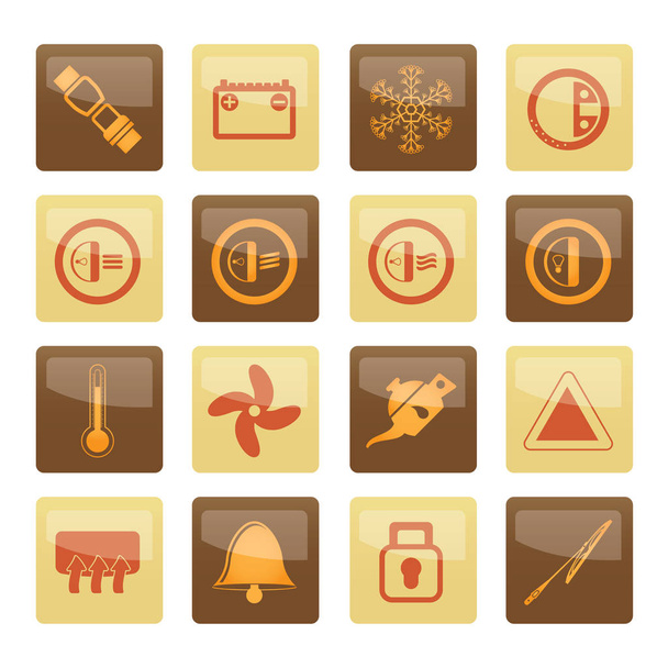 Car Dashboard iconos sobre fondo marrón - vector iconos conjunto
 - Vector, Imagen