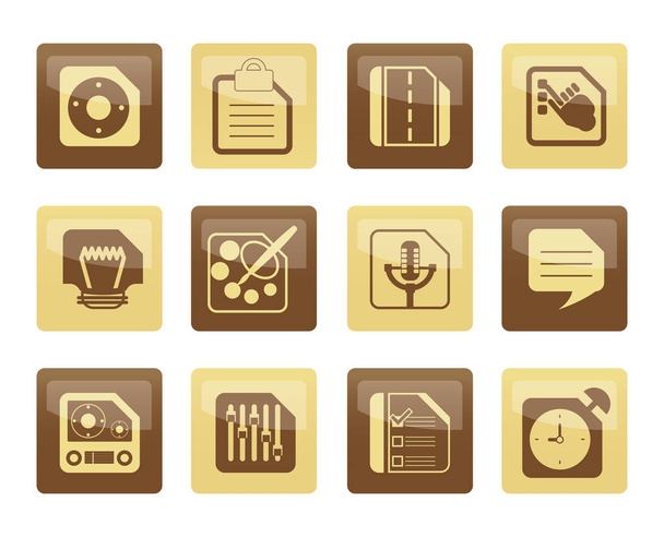 Mobile Phone, Computer and Internet Icons over brown background - Vector Icon Set 3 - Vektori, kuva