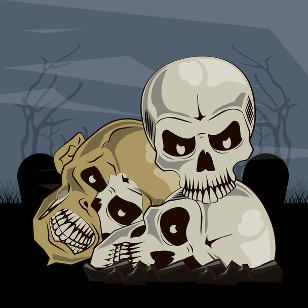 Halloween de dibujos animados de miedo
 - Vector, imagen