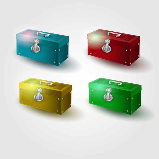 Set of colored chests, vector illustration - Vector, Image