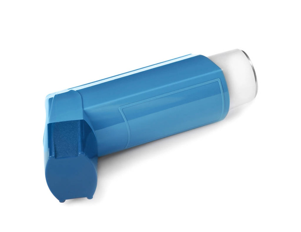 Asthma inhaler on white background. Medical treatment - Photo, image