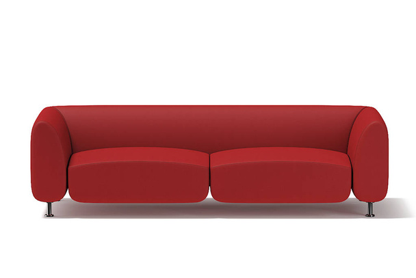 Das Sofa ist weich rot. 3D-Darstellung. - Foto, Bild