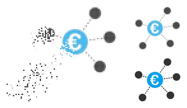 Zerfallendes pixeliges Euro-Icon virtueller Links - Vektor, Bild