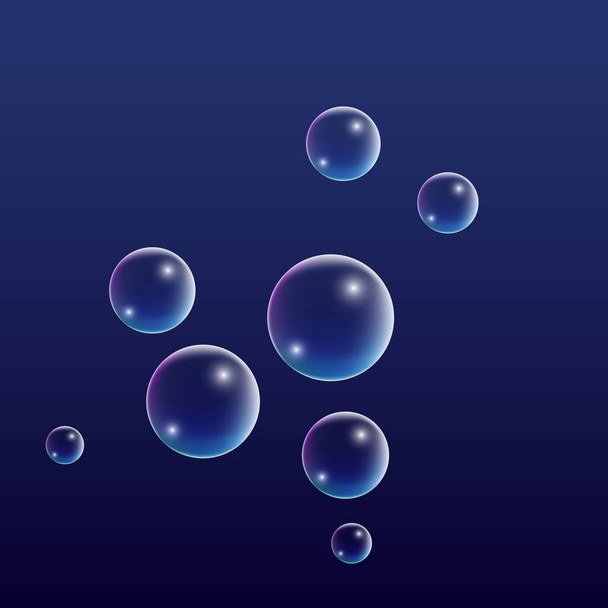ubble with Hologram Reflection. Set of Realistic Water or Soap Bubbles for Your Design. - Вектор, зображення