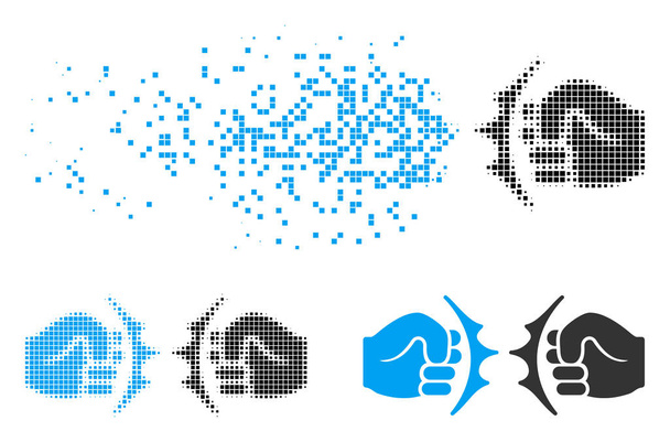 Rozptýlených Pixelated polotónů pěst boj ikona - Vektor, obrázek