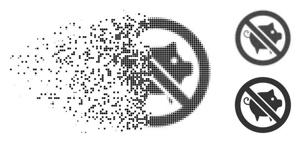 Verstreute Pixel-Halfone verbotenes Schwein-Symbol - Vektor, Bild