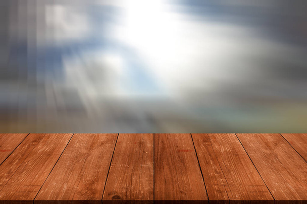 Abstract drawing - background is partially blurred over old light wooden table or board. Collage. Selective Focus. - Photo, Image