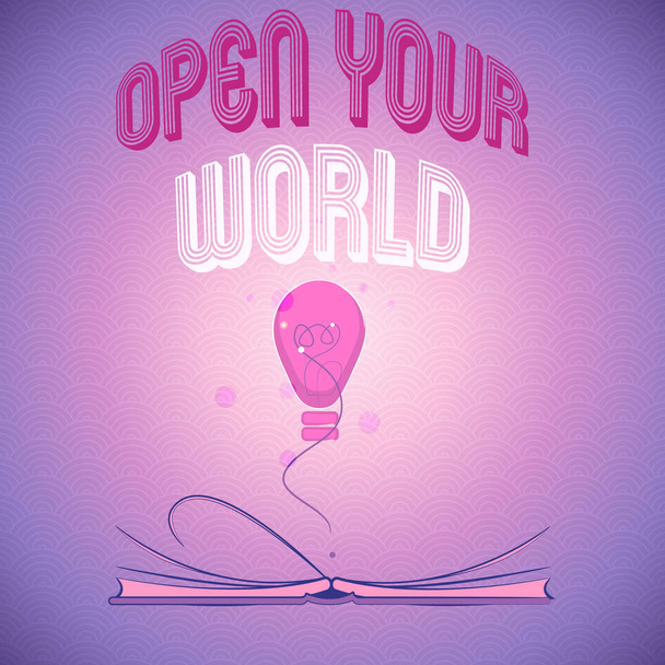 Tekst pisma ręcznego pisania Open Your World. Pojęcia, co oznacza Broaden swój umysł i mentalność od wszelkich negatywów - Zdjęcie, obraz